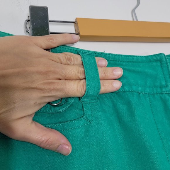 Larry Levine Women's Teal Blue Mid-Rise Chopped Capri Pants With Pockets Size 10 - Picture 4 of 14